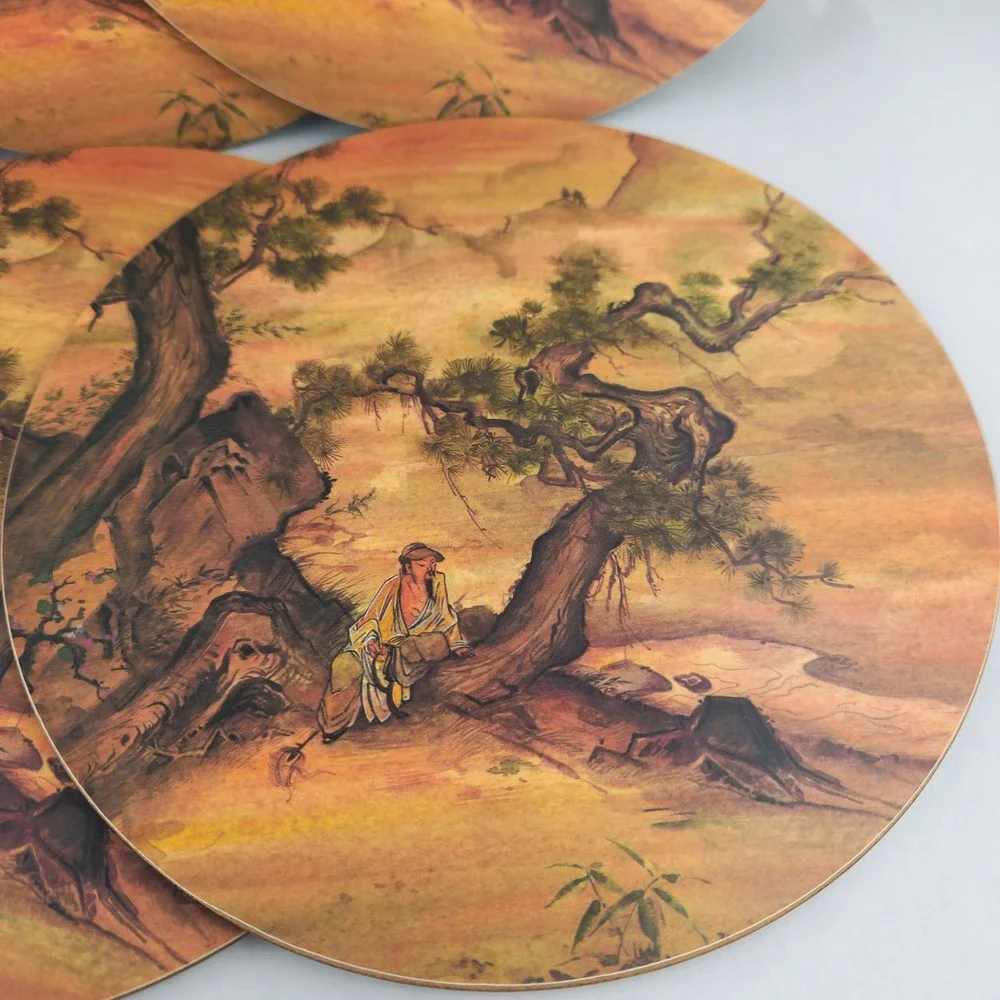 Vintage Pimpernel Round Melamine Placemats Set of 6 Box Holder England
